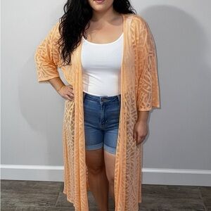 Torrid NWT Peach Sheer Kimono Duster